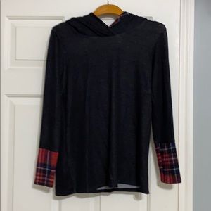 Vanilla Bay black/plaid pullover hoodie